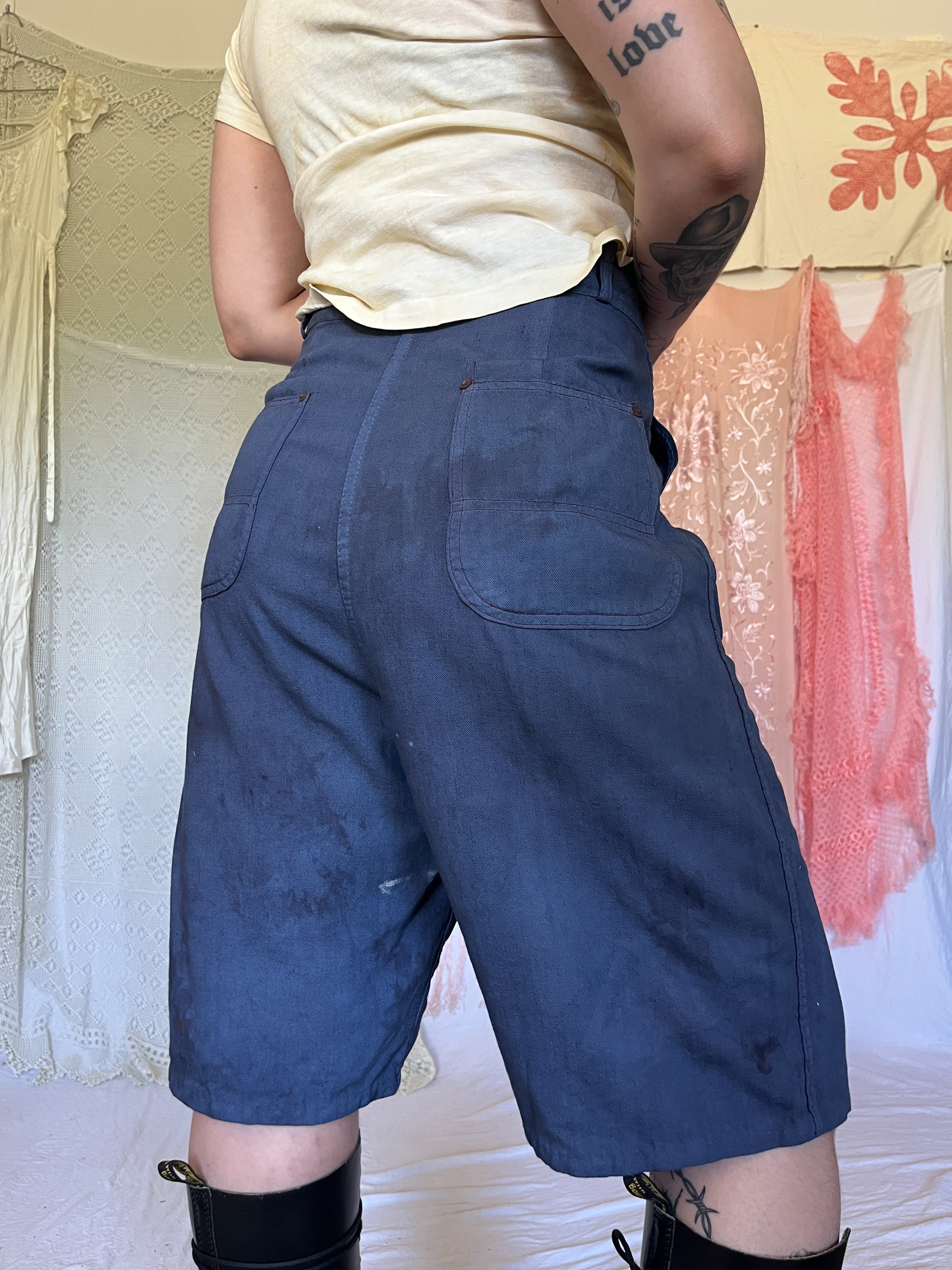 OVER-DYED SIDE ZIP JORTS