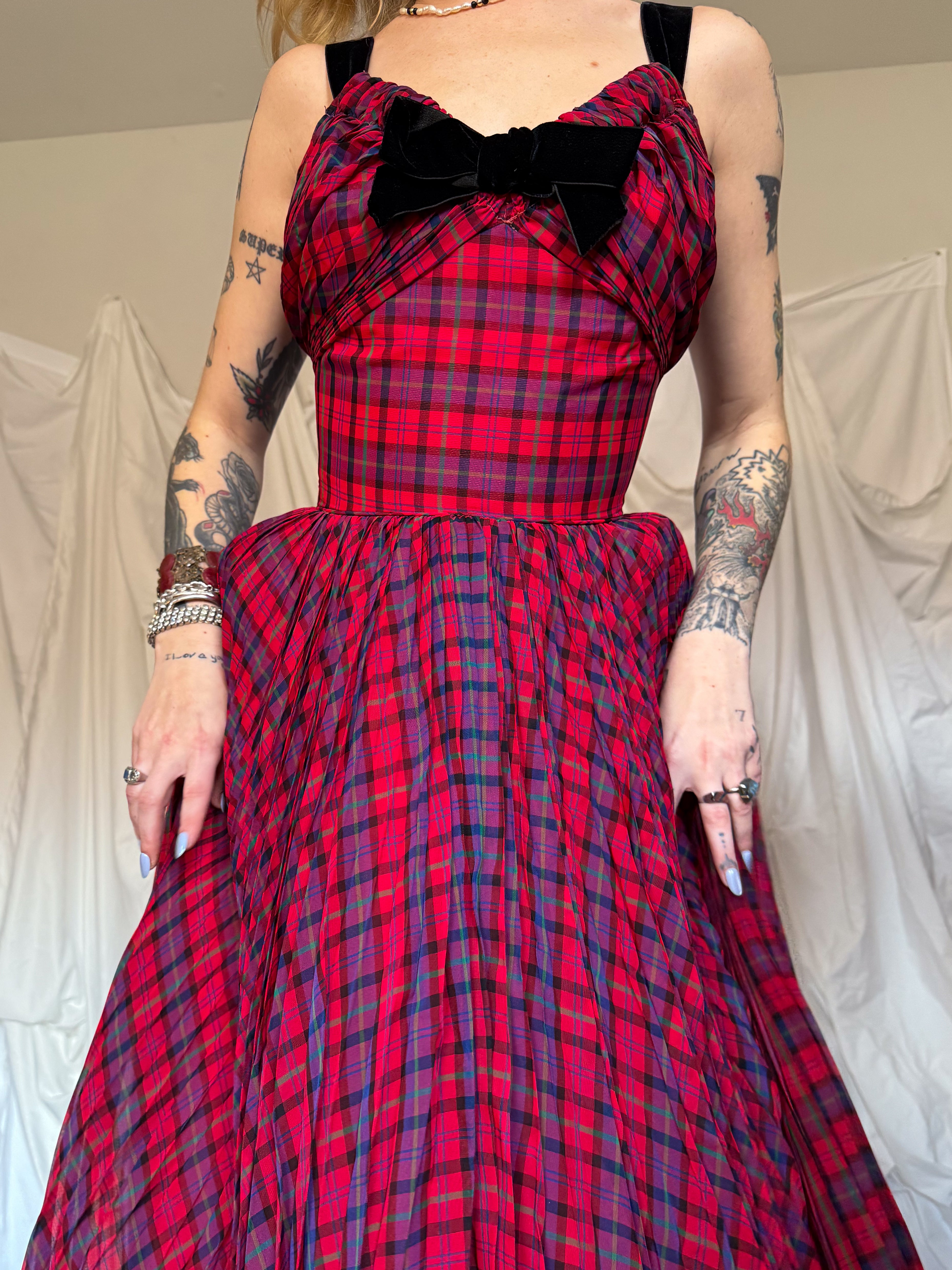1950’s PLAID CHIFFON DRESS