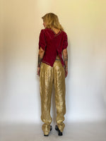 Load image into Gallery viewer, GOLD LAMÉ TROUSERS
