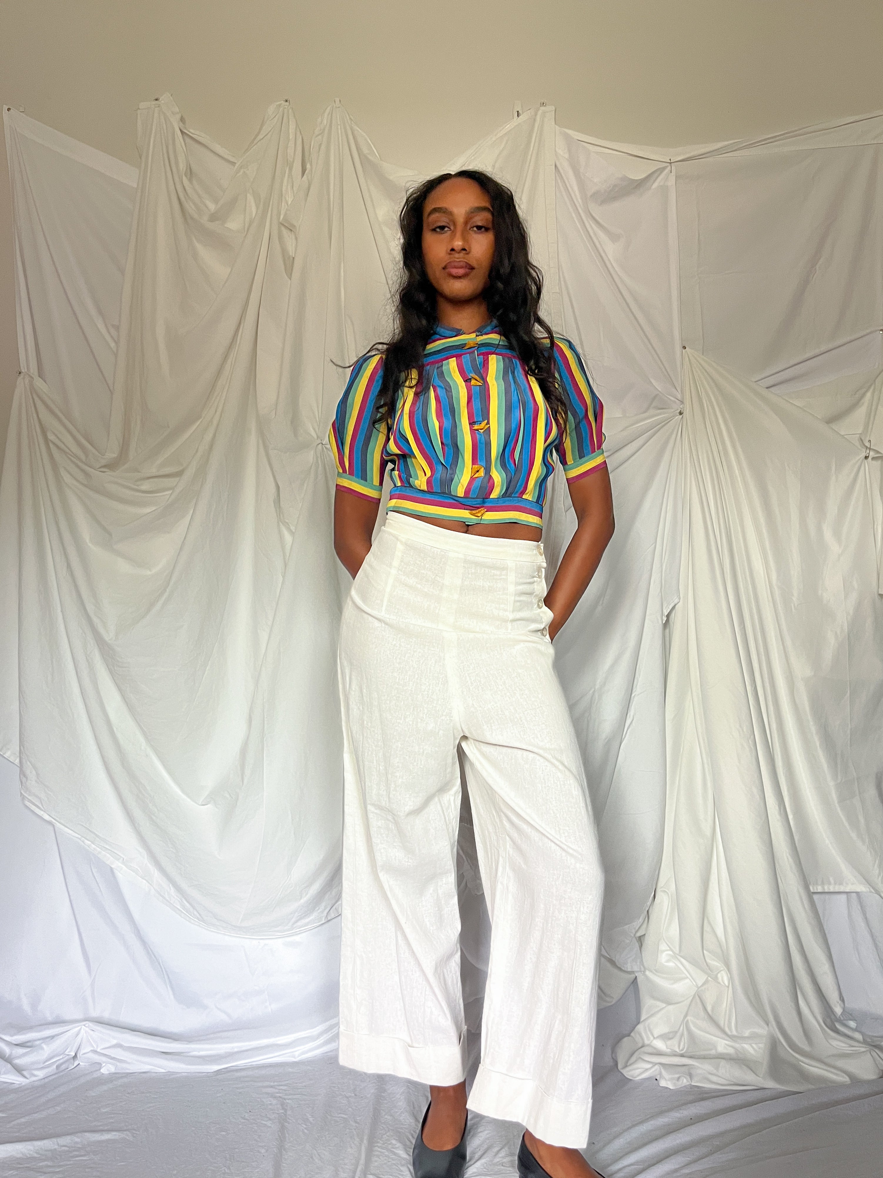 1930’s MULTI-COLORED STRIPE BLOUSE