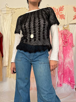 Load image into Gallery viewer, BLACK CROCHET BLOUSE
