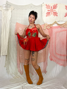 HAND PAINTED TAFFETA DRESS