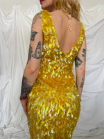 Load image into Gallery viewer, 1960’s YELLOW PAILLETTE DRESS
