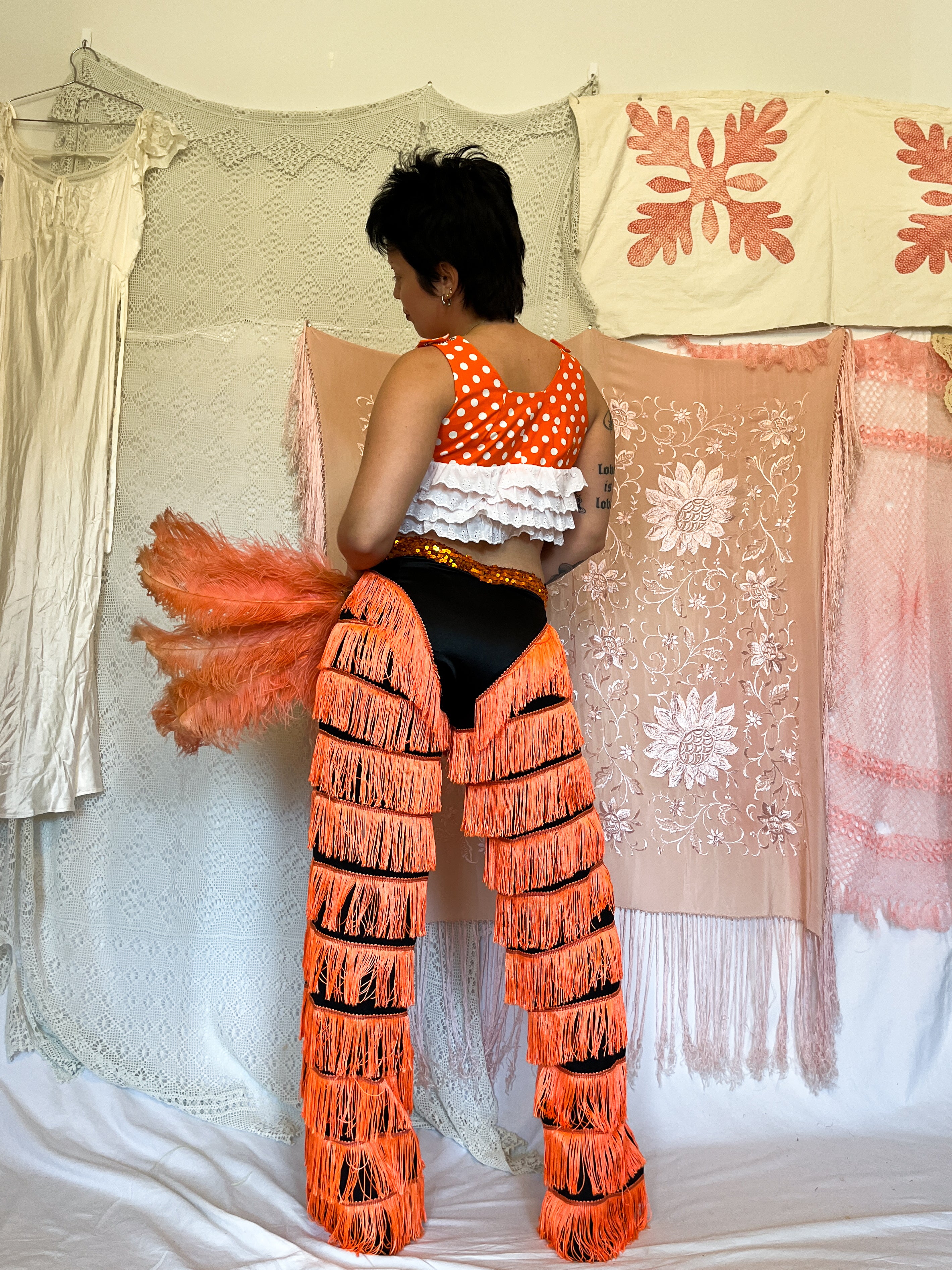 1960’s ORANGE TASSEL SHOWGIRL PANTS