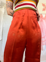 Load image into Gallery viewer, 1940’s RED SILK PANTS
