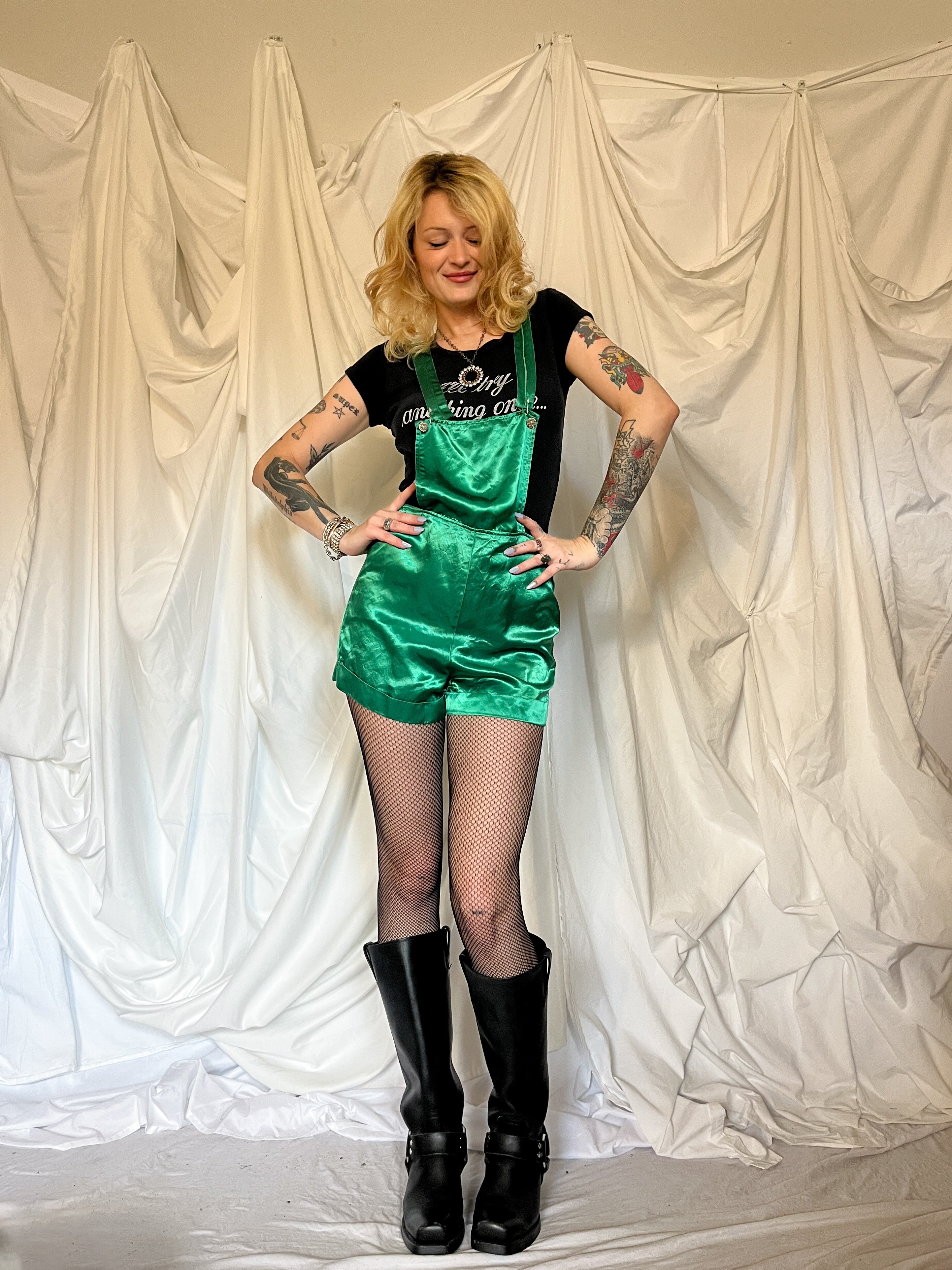 SATIN SHORTALLS