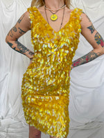Load image into Gallery viewer, 1960’s YELLOW PAILLETTE DRESS
