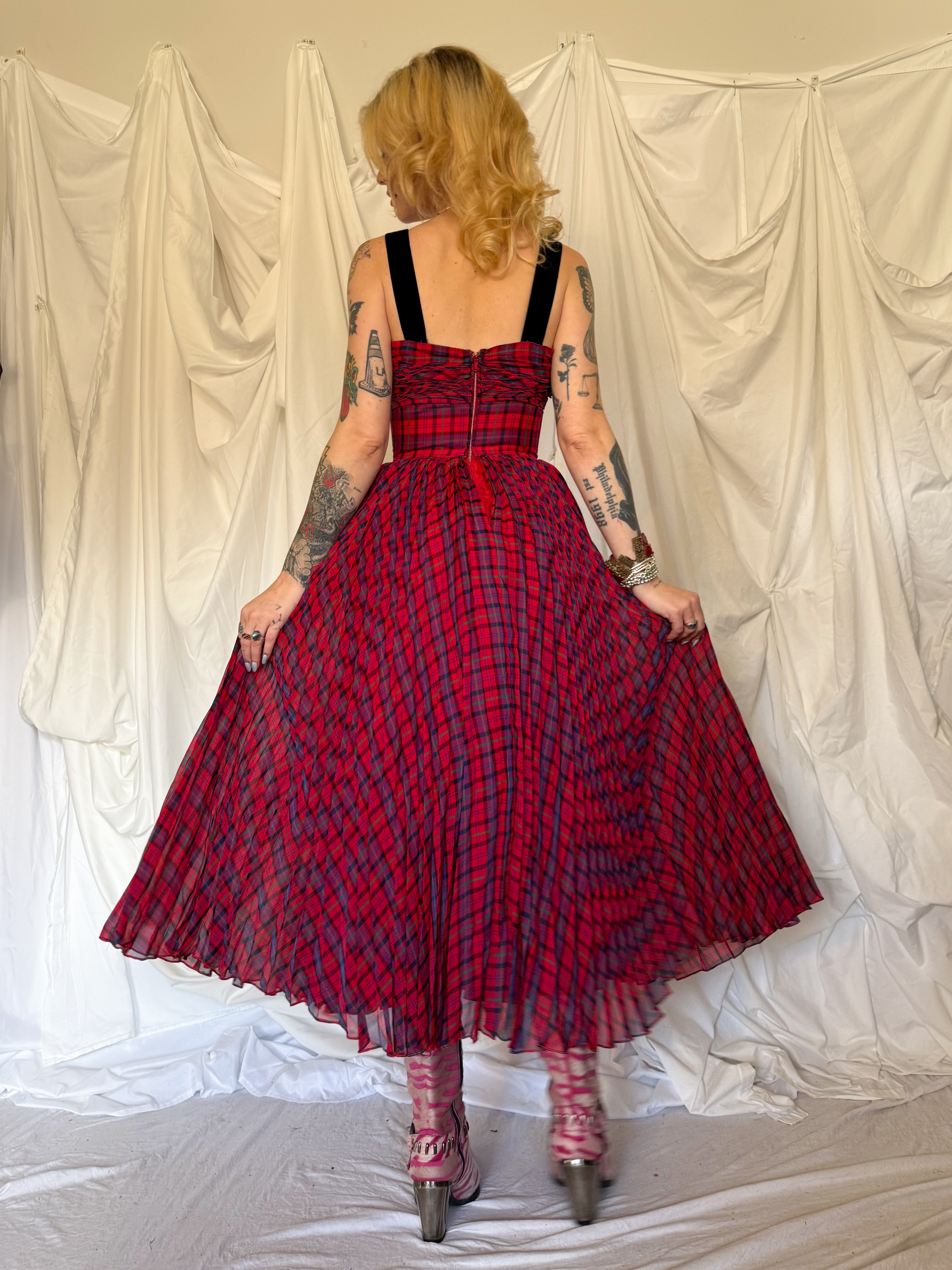 1950’s PLAID CHIFFON DRESS