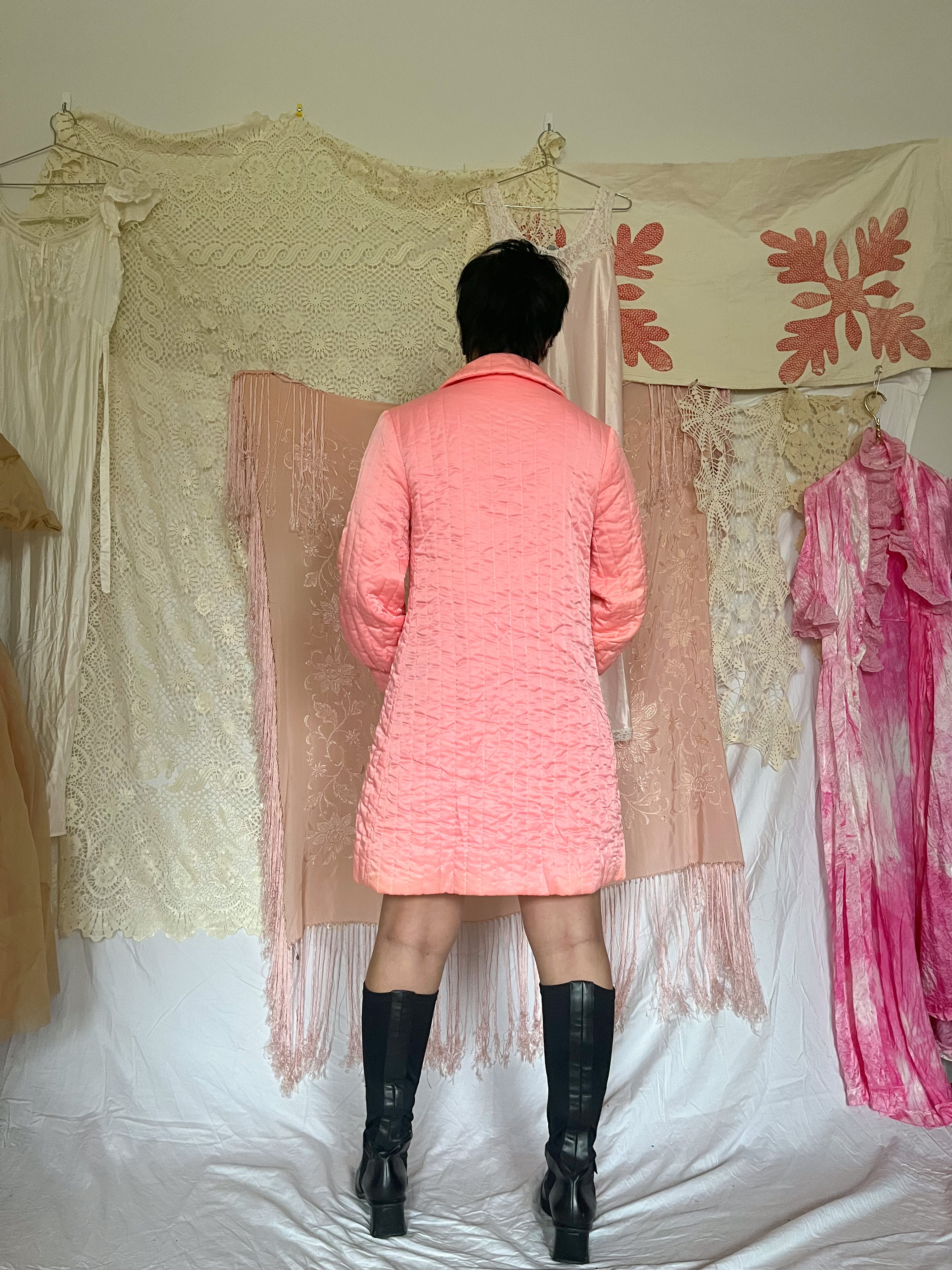 PINK QUILTED HOUSE COAT